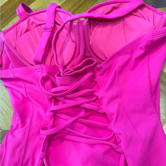 TA3 Brazilian Lifty Shaping Fuchsia Lace-Up One Piece Swimsuit - Picture 6 of 8
